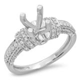 0.55 Carat (ctw) 18K White Gold Round White Diamond Ladies Bridal Semi Mount Engagement Ring 1/2 CT (No Center Stone)