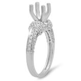 0.55 Carat (ctw) 18K White Gold Round White Diamond Ladies Bridal Semi Mount Engagement Ring 1/2 CT (No Center Stone)