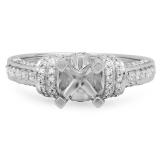 0.55 Carat (ctw) 18K White Gold Round White Diamond Ladies Bridal Semi Mount Engagement Ring 1/2 CT (No Center Stone)