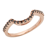 0.25 Carat (ctw) 10K Rose Gold Round Black Diamond Ladies Contour Anniversary Wedding Stackable Band Guard Ring 1/4 CT