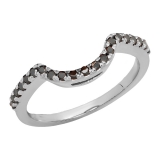 0.25 Carat (ctw) 10K White Gold Round Black Diamond Ladies Contour Anniversary Wedding Stackable Band Guard Ring 1/4 CT