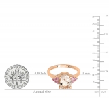 2.15 Carat (ctw) 18K Rose Gold Oval Morganite & Round Pink Sapphire Ladies Bridal Engagement Ring