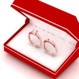 1.35 Carat (ctw) 10K Rose Gold Asscher Morganite & Round White Diamond Ladies Bridal Engagement Ring Set