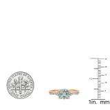 1.45 Carat (ctw) 10K Rose Gold Cushion Aquamarine & Round White Diamond Ladies Swirl Split Shank Bridal Engagement Ring 1 1/2 CT