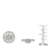 1.45 Carat (ctw) 10K White Gold Cushion Aquamarine & Round White Diamond Ladies Swirl Split Shank Bridal Engagement Ring 1 1/2 CT