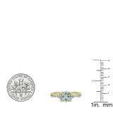 1.45 Carat (ctw) 14K Yellow Gold Cushion Aquamarine & Round White Diamond Ladies Swirl Split Shank Bridal Engagement Ring 1 1/2 CT