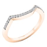 0.10 Carat (ctw) 10K Rose Gold Round Diamond Stackable Wedding Contour Band Guard Ring 1/10 CT