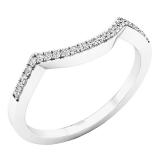0.10 Carat (ctw) 10K White Gold Round Diamond Stackable Wedding Contour Band Guard Ring 1/10 CT