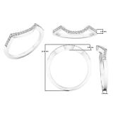 0.10 Carat (ctw) 10K White Gold Round Diamond Stackable Wedding Contour Band Guard Ring 1/10 CT