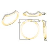 0.10 Carat (ctw) 10K Yellow Gold Round Diamond Stackable Wedding Contour Band Guard Ring 1/10 CT