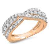 1.00 Carat (ctw) 10K Rose Gold Round White Diamond Ladies Fashion Cocktail Right Hand Ring 1 CT