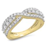 1.00 Carat (ctw) 10K Yellow Gold Round White Diamond Ladies Fashion Cocktail Right Hand Ring 1 CT