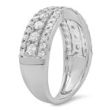 1.00 Carat (ctw) 14K White Gold Round White Diamond Ladies Fashion Cocktail Right Hand Ring 1 CT