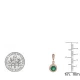 1.10 Carat (ctw) 10K Rose Gold Round Green Emerald & White Diamond Ladies Halo Style Dangling Drop Earrings 1 CT