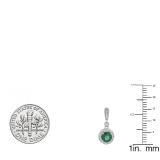 1.10 Carat (ctw) 10K White Gold Round Green Emerald & White Diamond Ladies Halo Style Dangling Drop Earrings 1 CT