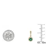 1.10 Carat (ctw) 14K Yellow Gold Round Green Emerald & White Diamond Ladies Halo Style Dangling Drop Earrings 1 CT