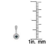 0.50 Carat (ctw) 14K White Gold Round Blue & White Diamond Ladies Halo Style Dangling Drop Earrings 1/2 CT