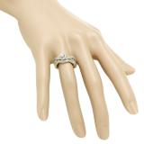 0.60 Carat (ctw) 10K Yellow Gold Round White Diamond Ladies Bridal Swirl Halo Style Split Shank Engagement Ring Set