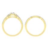 0.95 Carat (ctw) 10K Yellow Gold Round White Diamond Ladies Bridal Halo Style Split Shank Engagement Ring Set 1 CT