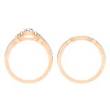 0.95 Carat (ctw) 14K Rose Gold Round White Diamond Ladies Bridal Halo Style Split Shank Engagement Ring Set 1 CT