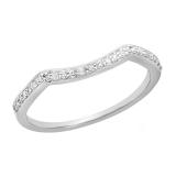 Round White Diamond Petite Curved Wedding Band for Women (0.14 ctw, Color I-J, Clarity I1-I2) | 14K White Gold