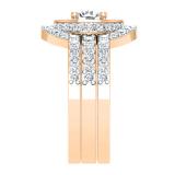 1.80 Carat (ctw) 10K Rose Gold Round White Diamond Ladies Bridal Halo Style Engagement Ring Set