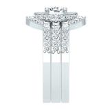 1.80 Carat (ctw) 10K White Gold Round White Diamond Ladies Bridal Halo Style Engagement Ring Set