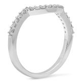 0.30 Carat (ctw) 10K White Gold Round Cut White Diamond Ladies Anniversary Wedding Stackable Band Contour Guard Ring