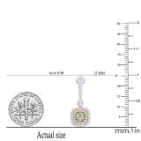 0.90 Carat (ctw) 10K White & Yellow Gold Two Tone Round Yellow & White Diamond Ladies Halo Style Dangling Drop Earrings