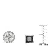 0.10 Carat (ctw) Sterling Silver Round Black & White Diamond Ladies Kite Shape Stud Earrings 1/10 CT