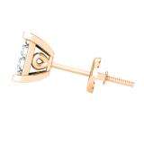 0.25 Carat (ctw) 10K Rose Gold Round White Diamond Ladies Cluster Stud Earrings 1/4 CT