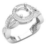0.40 Carat (ctw) 18K White Gold Round White Diamond Ladies Swirl Split Shank Semi Mount Bridal Engagement Ring (No Center Stone)