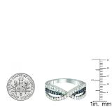 0.40 Carat (ctw) 10K White Gold Round White & Blue Diamond Ladies Fashion Anniversary Wedding Band