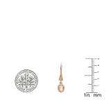 0.60 Carat (ctw) 14K Rose Gold Oval Morganite & Round White Diamond Ladies Halo Style Dangling Drop Earrings