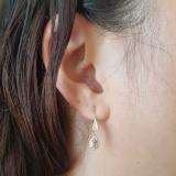 0.60 Carat (ctw) 10K Rose Gold Oval Morganite & Round White Diamond Ladies Halo Style Dangling Drop Earrings