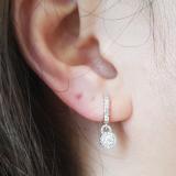 0.45 Carat (ctw) 18K White Gold Round White Diamond Ladies Halo Style Dangling Drop Earrings 1/2 CT