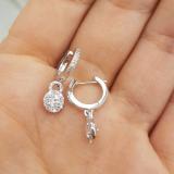 0.45 Carat (ctw) 18K White Gold Round White Diamond Ladies Halo Style Dangling Drop Earrings 1/2 CT