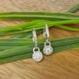 0.45 Carat (ctw) 18K White Gold Round White Diamond Ladies Halo Style Dangling Drop Earrings 1/2 CT