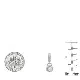 0.45 Carat (ctw) 18K White Gold Round White Diamond Ladies Halo Style Dangling Drop Earrings 1/2 CT