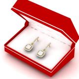 0.40 Carat (ctw) 10K Yellow Gold Round White Diamond Ladies Cluster Style Dangling Earrings