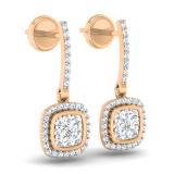 0.40 Carat (ctw) 18K Rose Gold Round White Diamond Ladies Cluster Style Dangling Earrings