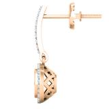 0.40 Carat (ctw) 18K Rose Gold Round White Diamond Ladies Cluster Style Dangling Earrings