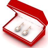 0.40 Carat (ctw) 18K Rose Gold Round White Diamond Ladies Cluster Style Dangling Earrings