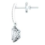 0.40 Carat (ctw) 18K White Gold Round White Diamond Ladies Cluster Style Dangling Earrings