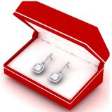 0.40 Carat (ctw) 18K White Gold Round White Diamond Ladies Cluster Style Dangling Earrings
