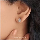 0.30 Carat (ctw) 10K Rose Gold Round Champagne & White Diamond Ladies Halo Style Dangling Earrings 1/3 CT