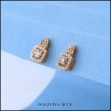 0.30 Carat (ctw) 10K Rose Gold Round Champagne & White Diamond Ladies Halo Style Dangling Earrings 1/3 CT