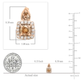 0.30 Carat (ctw) 10K Rose Gold Round Champagne & White Diamond Ladies Halo Style Dangling Earrings 1/3 CT