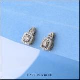 0.30 Carat (ctw) 10K White Gold Round Champagne & White Diamond Ladies Halo Style Dangling Earrings 1/3 CT