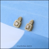 0.30 Carat (ctw) 10K Yellow Gold Round Champagne & White Diamond Ladies Halo Style Dangling Earrings 1/3 CT
